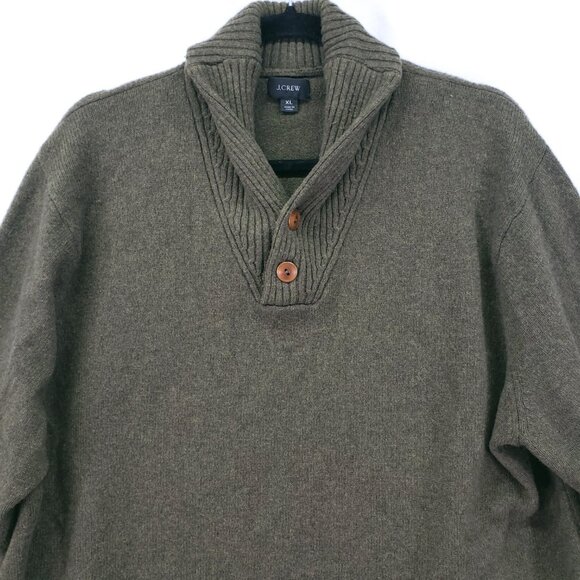 J.Crew Sweater Green XL Merino Wool Blend Speckled Shawl Collar Rugged Men - Picture 6 of 15
